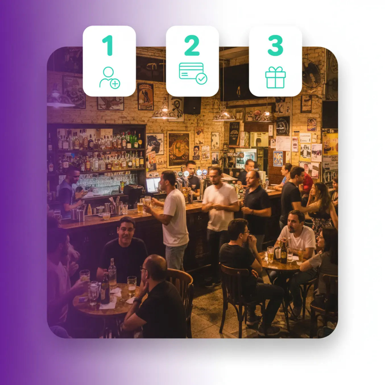 Bar movimentado em São Paulo ilustrando estratégia de atração de clientes com urgência.