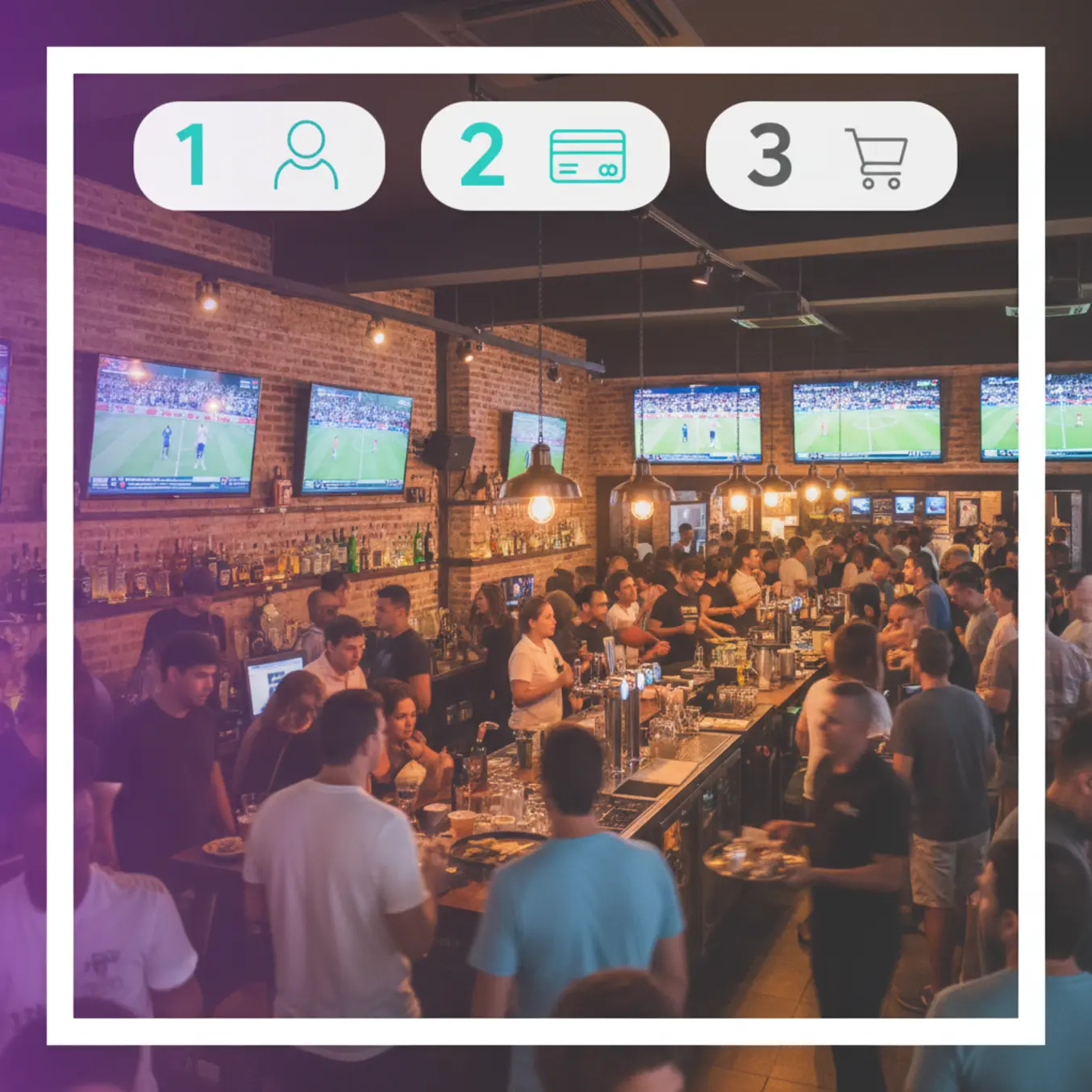 Bar esportivo lotado em São Paulo ilustrando estratégia de vendas.